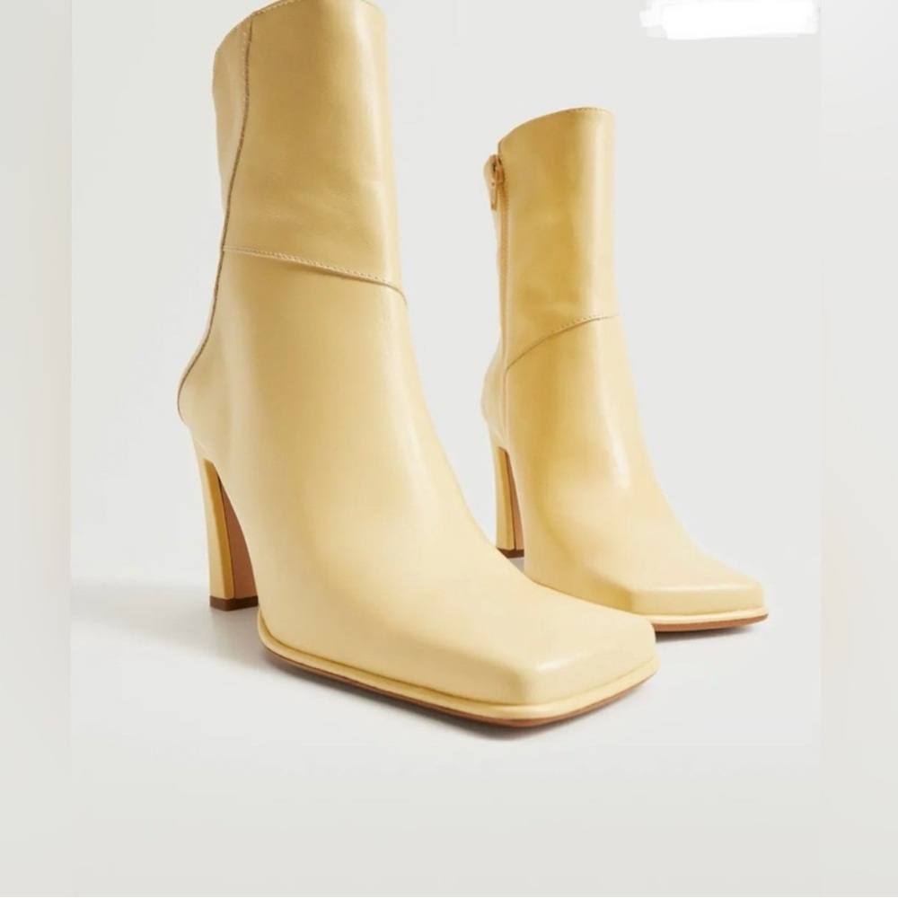 Mango Squared Toe Lather Ankle boots